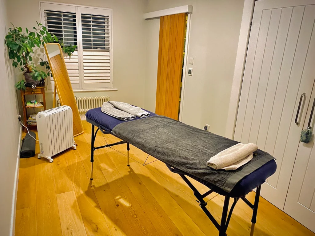 Mobile massage table with towels in a  private home in  Highcliffe